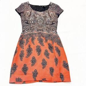 Club Monaco Printed Patterned Paisley Short Sleeve Shift Dress Size 0